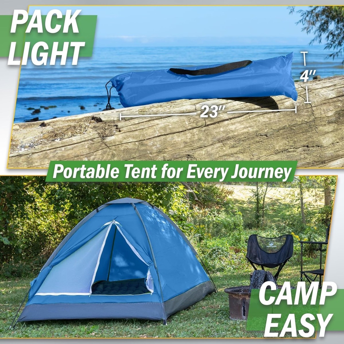 2 Person Outdoors Camping Tent with Rain Fly and Carrying Bag