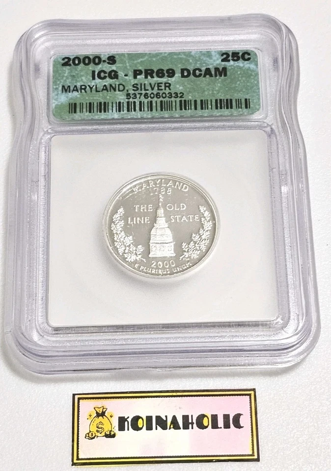 2000-S Maryland Silver Statehood Quarter  ICG PR-69 DCAM Fast Ship 🚢  - Image 4 of 4