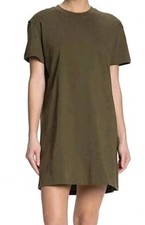 Madewell Crew Neck Tee Shirt Dress Short Sleeve Cotton Military Green! Size L