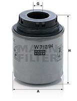 Mann-Filter W712/94 ÖLfilter FüR Audi Seat Skoda VW