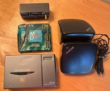 Sony MD Walkman MZ-E3 Portable Minidisc-EBP-MZ3 Charger-SRS-5 Speakers-74 Disc