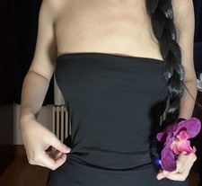 Black Jersey Cotton Spandex Strapless Sleeveless Cropped Tube Top Women's