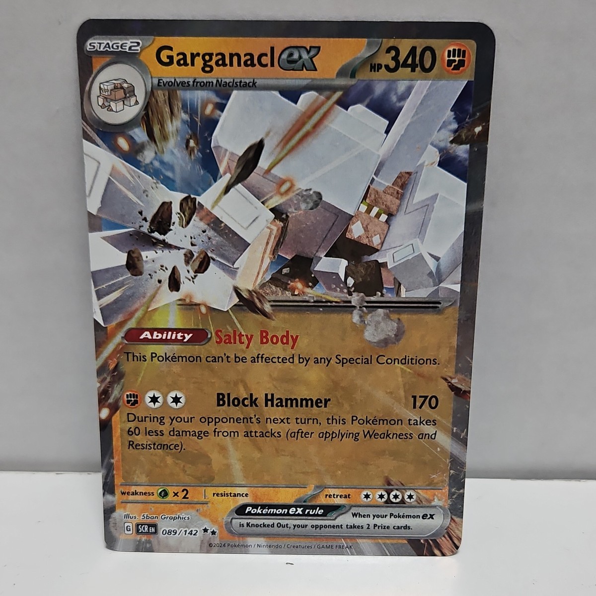 garganacl ex pokemon card - 104/182 - Paradox Rift this Pokmon takes 60 less damage from attacks (after applying Weakness and Resistance) Pokmon Garganacl ex card Pokemon