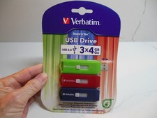 Verbatim 97002 Store N Go USB Flash Drive 12GB 3-Pack - Red Green Blue (NEW)