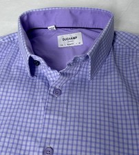 Duchamp London Men's Slim Fit Cotton Stretch Shirt, Purple, Size 17 XL