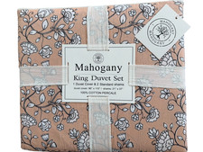 Mahogany King Duvet Cover Set Apricot Floral 100 Percale Cotton Luxury
