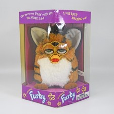 Vintage Furby 1998 Tiger Striped Orange White Black Blue Eyes 70-800 New