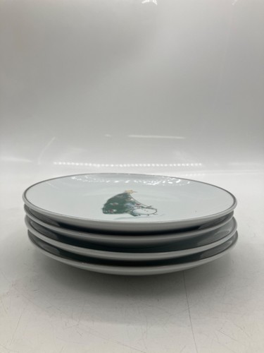 EDDIE BAUER HOME SET OF FOUR 8 Inch Snowman Dessert Plates - Picture 2 of 23