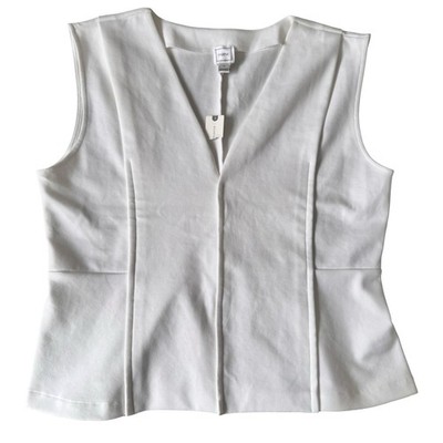 NWT Anthropologie Maeve Women s White Sleeveless Structured V-Neck Top Size XL