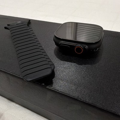 Apple Watch Ultra 49mm Black Titanium Case Black Silicone Band 32GB Unlocked