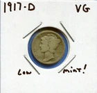 W@W 1917-d Mercury Dime !!!! ( Nice Coin !!!!)  VG !!!!!