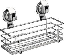 Suction Cup Shower Caddy, Shower Shelf Soap Dish with Hooks for Razor, Sponge,