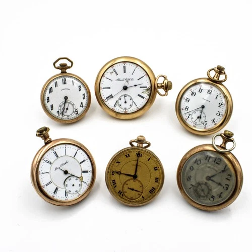 Antique Illinois 1j 12-18s 44-55mm Open Face Pocket Watches Lot of 6 WB4184-3