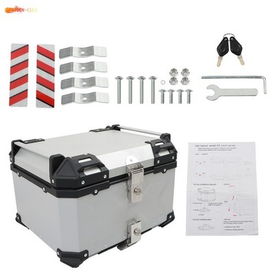 Motorcycle Aluminum Trunk Rear Top Case Luggage Tour Tail Tool Box Lock 55L New