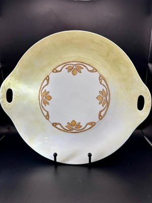 O.&E.G. Royal Austria Art Nouveau Cake Plate Gold Floral Handles c.1900 1918