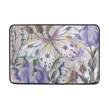 Purple Butterfly Non-Slip Bath Mat for Indoor and Outdoor Use