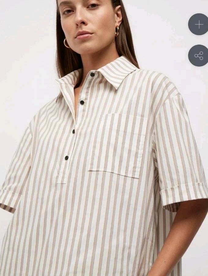 FRIEND Of AUDREY Shirt Style MINI  Dress Sz 8 ALESSANDRO STRIPED 