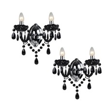 Set of 2 - Marie Therese 2 Lights Black & Chrome Wall Bracket Chandelier Lights