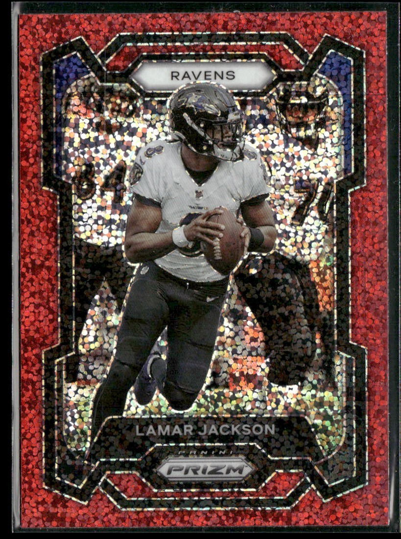 2023 Panini Prizm Football Lamar Jackson Red Sparkle Baltimore Ravens #18