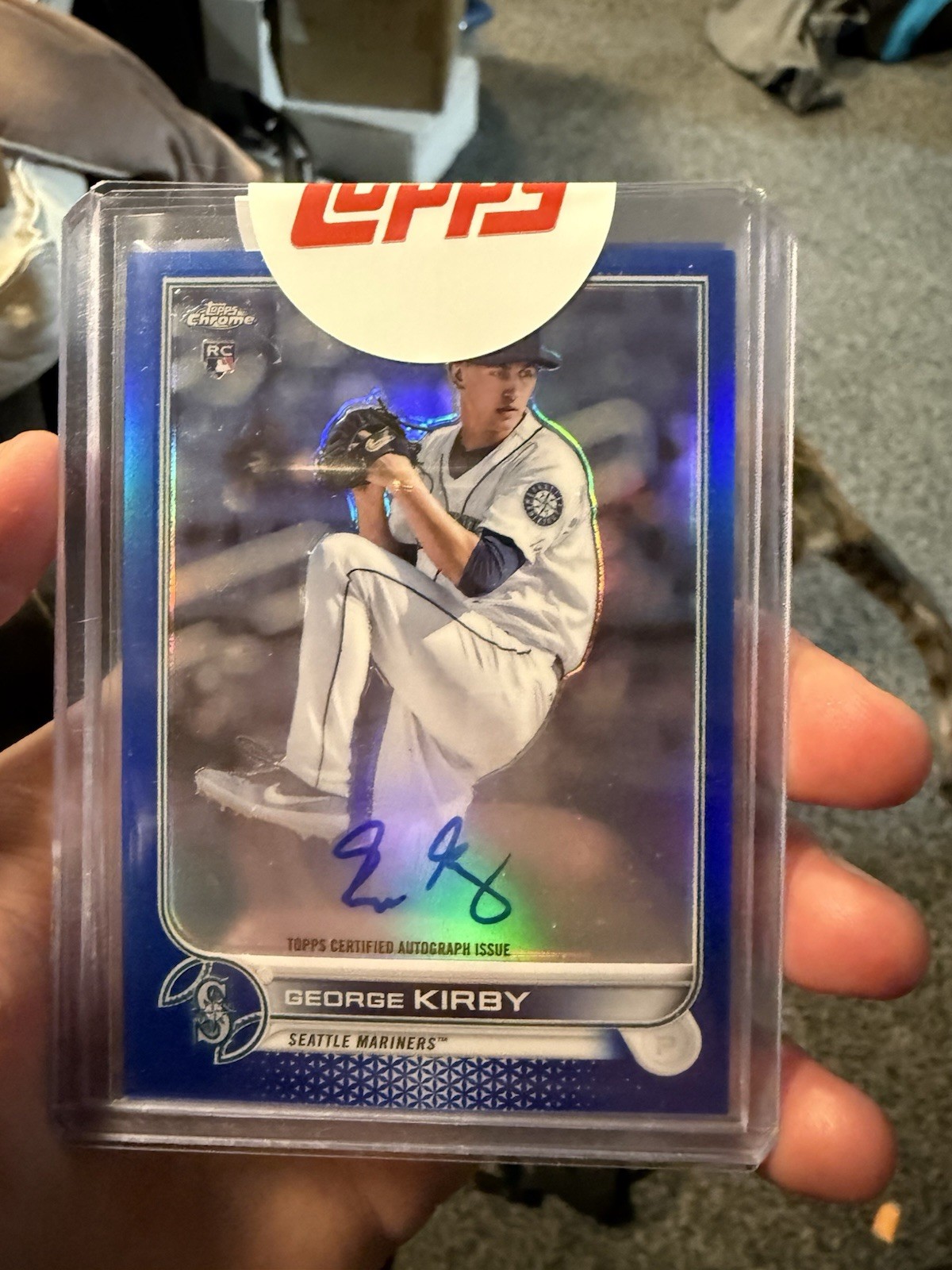 George Kirby 2022 Topps Chrome Auto Blue Refractor /150 RA-GK Rookie Card