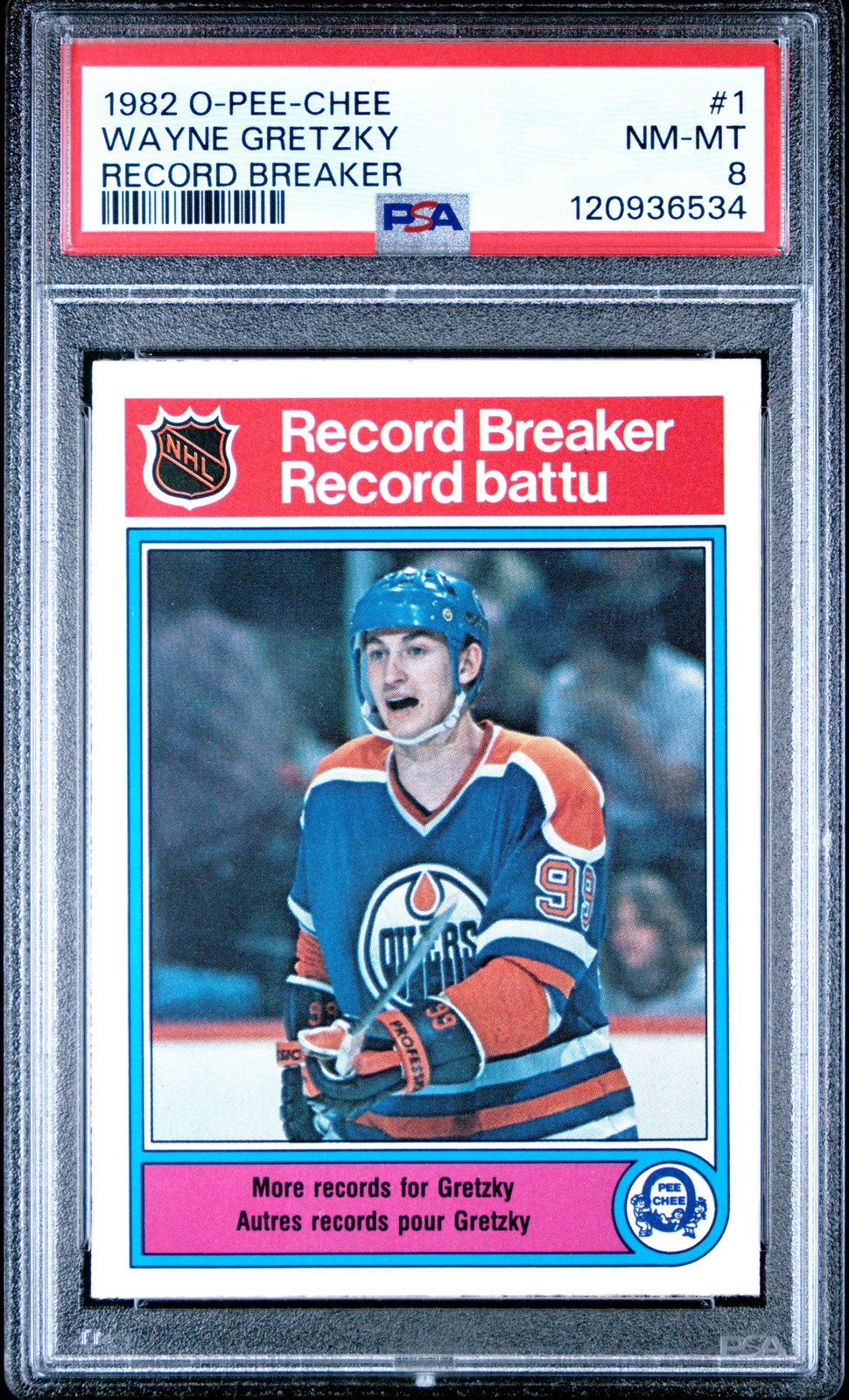 1982 O-PEE-CHEE RECORD BREAKER #1 WAYNE GRETZKY PSA 8
