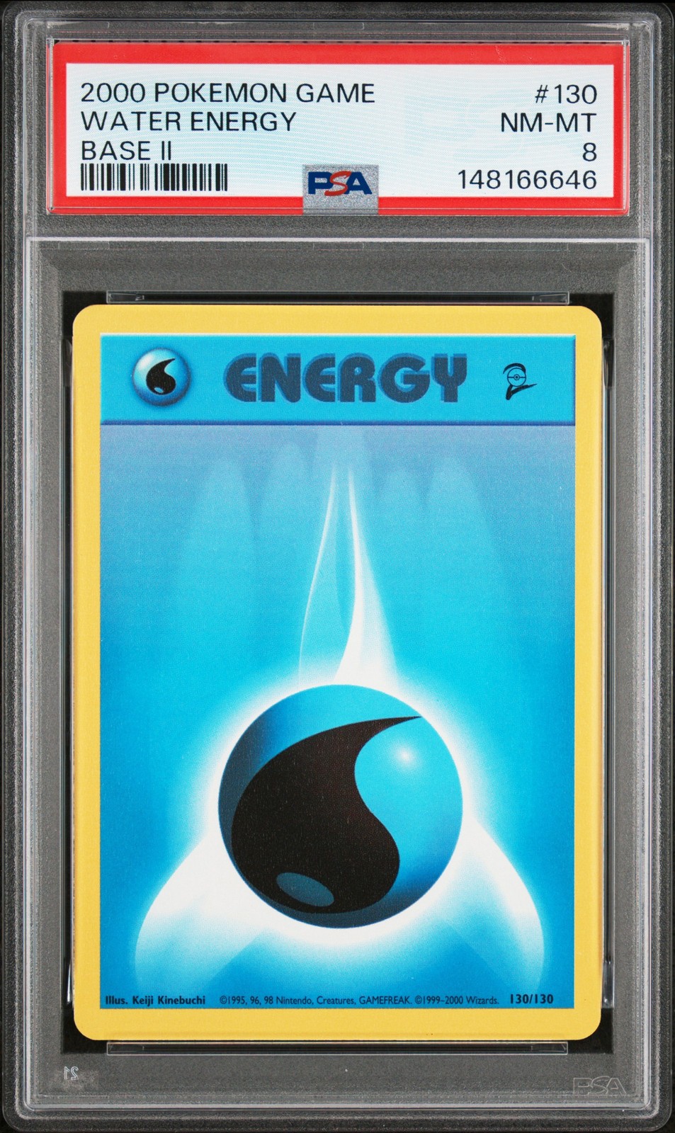 2000 POKEMON BASE SET 2 #130 WATER ENERGY PSA 8