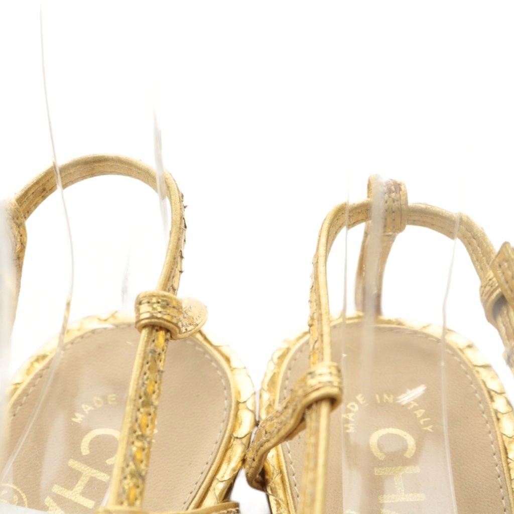 【shoes】CHANEL Python Leather Open Toe Sandals wit… - image 4