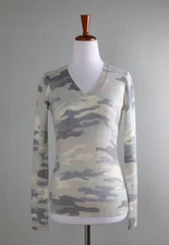 CHARTER CLUB Luxury $169 Soft Knit 100% Cashmere Camo Sweater Top Size Petite