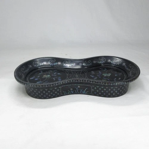 P1018: Chinese or Korean tray or plate with very good Mother-of-pearl inlay work