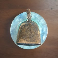 Vintage 1949 Sterling Silver and Blue Mother of Pearl Baby Rattle Birth Announce