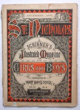 1875 St NICHOLAS Magazine~XMAS PRESENTS~Hans CHRISTIAN ANDERSEN~Bret Harte Ad