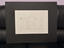 John Lennon Signed Sketch Matted Display  25x30 - GFA COA Beatles