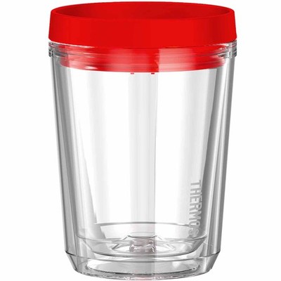 Thermos 12 oz. Double Wall Tumbler - Red Slide Lock Lid - Clear Body