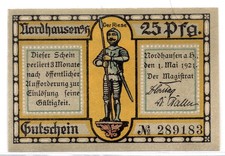 1921 Germany Nordhausen Notgeld 25 Pfennig Note (3246)