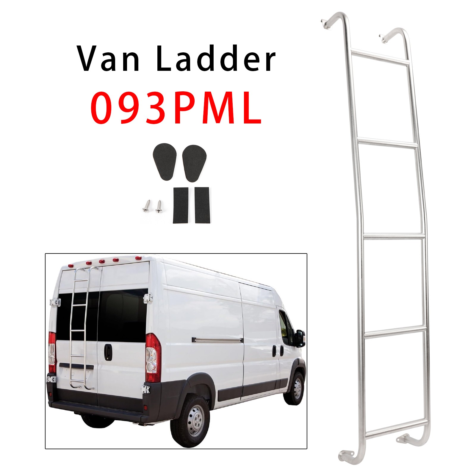 Stainless Steel 5-Step Van Ladder 093PML For Dodge Ram ProMaster High Roof 14-25