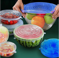 6pcs Reusable Silicone Stretch Lids Durable Food Storage Covers for Bowls.