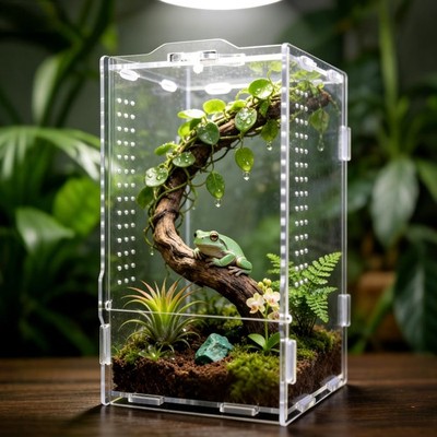 GTSEEMUU Jumping Spider Enclosure, Insect Terrarium, Bug Cage, Acrylic Terrar...