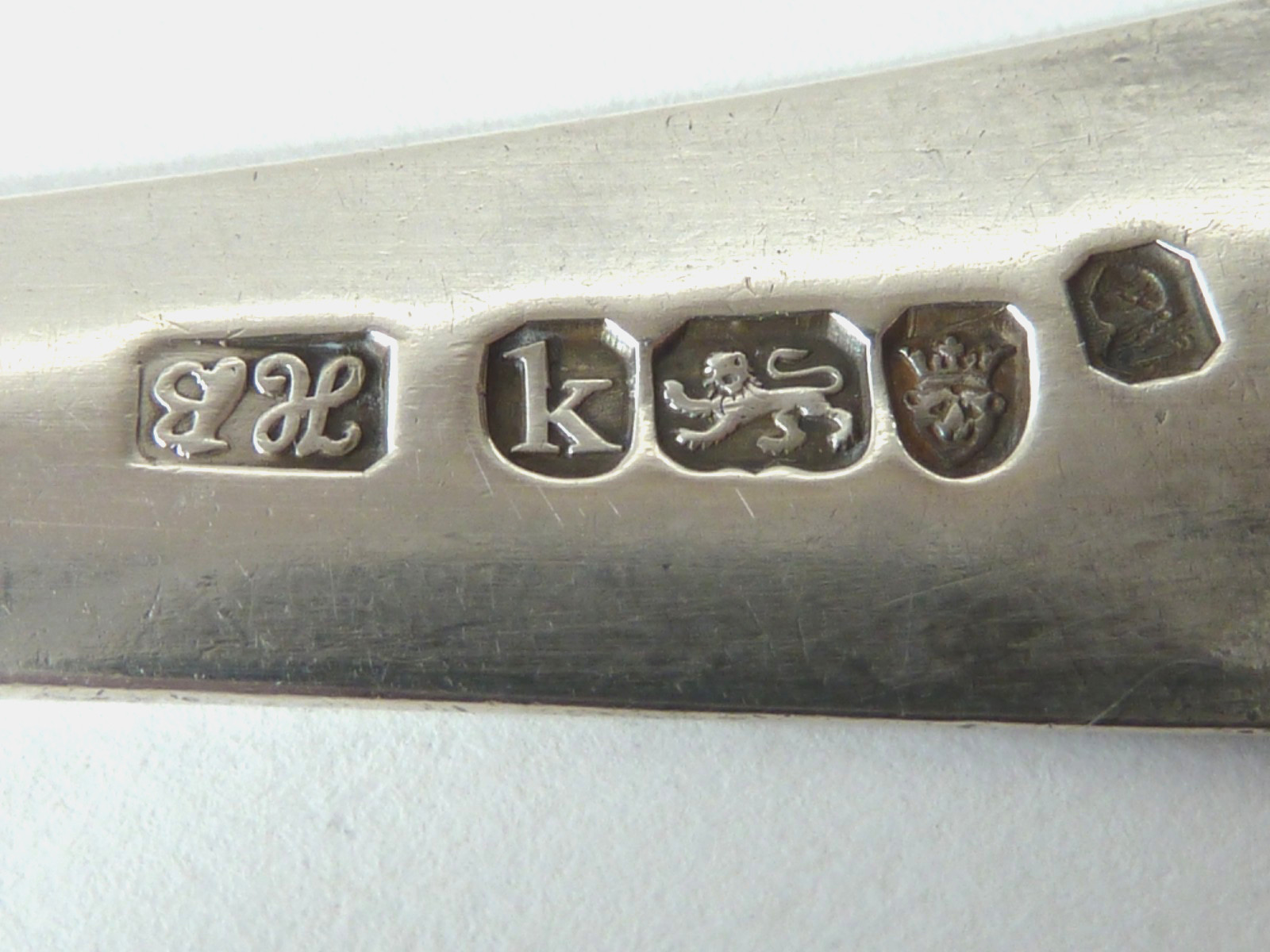 HESTER BATEMAN STERLING TABLESPOON,  ENGRAVED "GK" IN THE RESERVE, 1785 LONDON