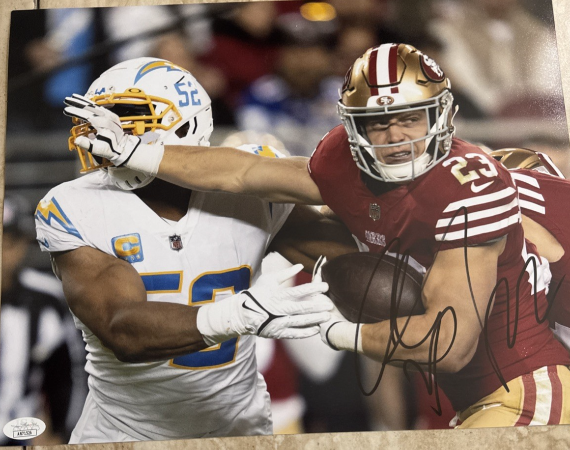 Christian McCaffrey Autographed Signed San Francisco 49ers 11 x 14 PHOTO PICTURE JSA COA 