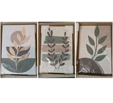 3-Pc Canvas Wall Art 12" x 16" x3 Sage Green Gold Brown