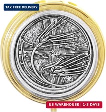 Wheat Cross Pyx Box for Communion Host Catholic, Baptism Keepsake Box,