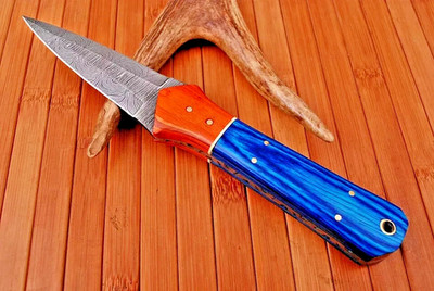 HAND FORGED DAMASCUS STEEL BOOT KNIFE THROWING HUNTING DAGGER survival Knife1499