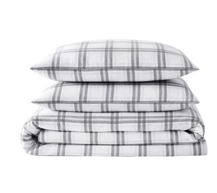 LONDON FOG - Juego de funda nórdica de 3 piezas de franela a cuadros tamaño king 100 % algodón Foto 3 de 4