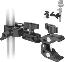 Double Super Clamp Camera Mount, Umbrella Holder Bracket with 360 Ballhead M.