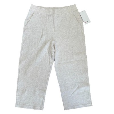 Lululemon Ribbed Straight Leg Super High Rise Crop Pants Heather White Opal 14