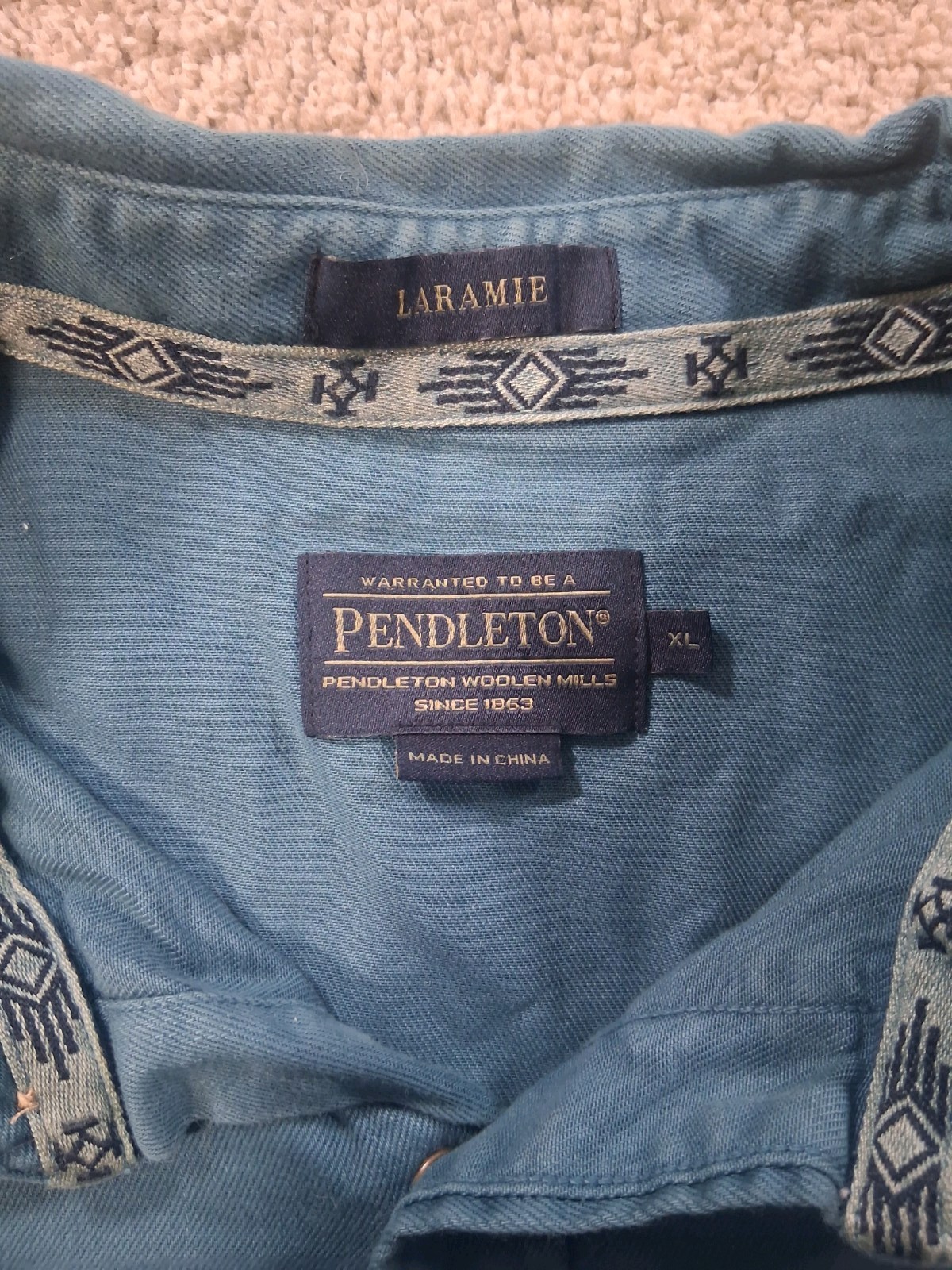 Pendleton Blue Button Down Shirt Xl - image 2
