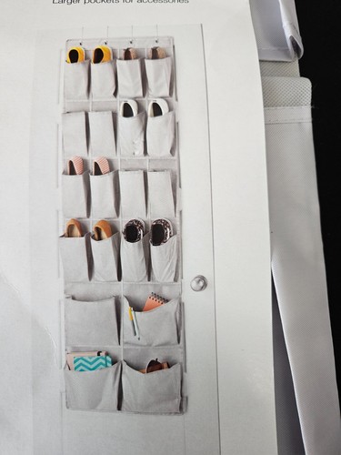The Big One Over-The-Door Shoe Organizer--19" W x 61" H--20 Pockets-Grey--NEW-FS - Picture 3 of 3