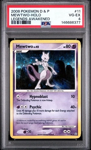 Pokémon TCG Mewtwo Holo Rare 11/146 Legends Awakened 2008 PSA 4 Ken Sugimori