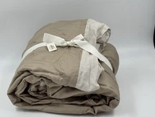 New Pottery Barn Silky TENCEL QUEEN Duvet Cover With Linen Edge- Flax, Rare!