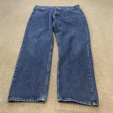 Wrangler Jeans Mens 40 Fits 38x30 Blue Denim Straight Leg Cotton Zip Fly